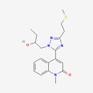molecular formula C19H24N4O2S B5539456 4-{1-(2-hydroxybutyl)-3-[2-(methylthio)ethyl]-1H-1,2,4-triazol-5-yl}-1-methylquinolin-2(1H)-one 