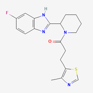 molecular formula C19H21FN4OS B5539467 5-fluoro-2-{1-[3-(4-methyl-1,3-thiazol-5-yl)propanoyl]-2-piperidinyl}-1H-benzimidazole 