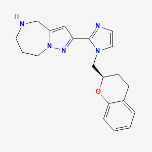 molecular formula C20H23N5O B5539477 2-{1-[(2R)-3,4-dihydro-2H-chromen-2-ylmethyl]-1H-imidazol-2-yl}-5,6,7,8-tetrahydro-4H-pyrazolo[1,5-a][1,4]diazepine dihydrochloride 