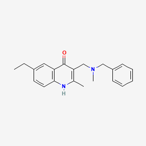 molecular formula C21H24N2O B5539498 3-{[benzyl(methyl)amino]methyl}-6-ethyl-2-methyl-4-quinolinol 