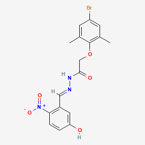 molecular formula C17H16BrN3O5 B5539510 2-(4-bromo-2,6-dimethylphenoxy)-N'-(5-hydroxy-2-nitrobenzylidene)acetohydrazide 