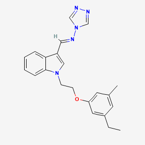 molecular formula C22H23N5O B5539516 N-({1-[2-(3-ethyl-5-methylphenoxy)ethyl]-1H-indol-3-yl}methylene)-4H-1,2,4-triazol-4-amine 