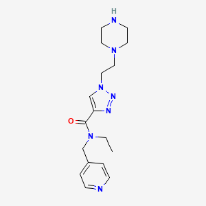 molecular formula C17H25N7O B5539526 N-ethyl-1-(2-piperazin-1-ylethyl)-N-(pyridin-4-ylmethyl)-1H-1,2,3-triazole-4-carboxamide 