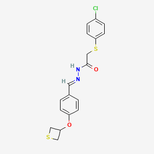 molecular formula C18H17ClN2O2S2 B5539543 2-[(4-chlorophenyl)thio]-N'-[4-(3-thietanyloxy)benzylidene]acetohydrazide 