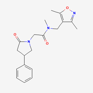 molecular formula C19H23N3O3 B5539564 N-[(3,5-dimethylisoxazol-4-yl)methyl]-N-methyl-2-(2-oxo-4-phenylpyrrolidin-1-yl)acetamide 
