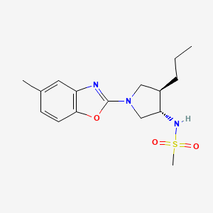 molecular formula C16H23N3O3S B5539575 N-[(3S*,4R*)-1-(5-methyl-1,3-benzoxazol-2-yl)-4-propyl-3-pyrrolidinyl]methanesulfonamide 
