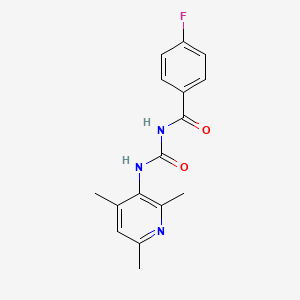 molecular formula C16H16FN3O2 B5539582 4-fluoro-N-{[(2,4,6-trimethylpyridin-3-yl)amino]carbonyl}benzamide 