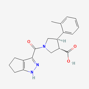 molecular formula C19H21N3O3 B5539597 (3S*,4R*)-4-(2-甲基苯基)-1-(1,4,5,6-四氢环戊并[c]吡唑-3-基羰基)吡咯烷-3-羧酸 