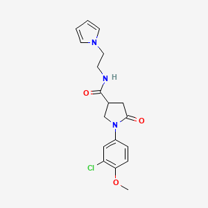molecular formula C18H20ClN3O3 B5539601 1-(3-chloro-4-methoxyphenyl)-5-oxo-N-[2-(1H-pyrrol-1-yl)ethyl]-3-pyrrolidinecarboxamide 