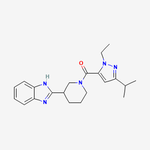 molecular formula C21H27N5O B5539617 2-{1-[(1-ethyl-3-isopropyl-1H-pyrazol-5-yl)carbonyl]-3-piperidinyl}-1H-benzimidazole 