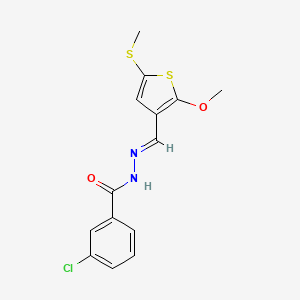 molecular formula C14H13ClN2O2S2 B5539625 3-chloro-N'-{[2-methoxy-5-(methylthio)-3-thienyl]methylene}benzohydrazide 