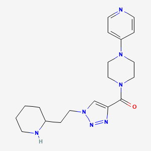 molecular formula C19H27N7O B5539637 1-{[1-(2-哌啶-2-基乙基)-1H-1,2,3-三唑-4-基]羰基}-4-吡啶-4-基哌嗪 