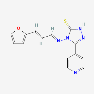 molecular formula C14H11N5OS B5539642 4-{[3-(2-呋喃基)-2-丙烯-1-亚胺基]氨基}-5-(4-吡啶基)-4H-1,2,4-三唑-3-硫醇 