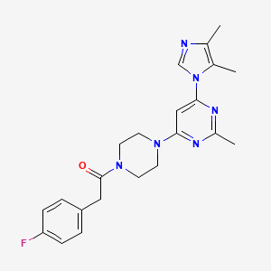 molecular formula C22H25FN6O B5539678 4-(4,5-二甲基-1H-咪唑-1-基)-6-{4-[(4-氟苯基)乙酰]-1-哌嗪基}-2-甲基嘧啶 