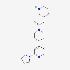 molecular formula C19H29N5O2 B5539704 2-(2-oxo-2-{4-[6-(1-pyrrolidinyl)-4-pyrimidinyl]-1-piperidinyl}ethyl)morpholine dihydrochloride 