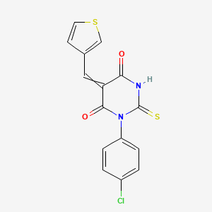 molecular formula C15H9ClN2O2S2 B5539730 1-(4-氯苯基)-5-(3-噻吩基亚甲基)-2-硫代二氢-4,6(1H,5H)-嘧啶二酮 