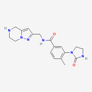 molecular formula C18H22N6O2 B5539744 4-methyl-3-(2-oxo-1-imidazolidinyl)-N-(4,5,6,7-tetrahydropyrazolo[1,5-a]pyrazin-2-ylmethyl)benzamide hydrochloride 