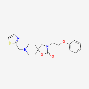 molecular formula C19H23N3O3S B5539751 3-(2-苯氧基乙基)-8-(1,3-噻唑-2-基甲基)-1-氧杂-3,8-二氮杂螺[4.5]癸烷-2-酮 
