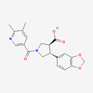 molecular formula C20H20N2O5 B5539765 (3S*,4R*)-4-(1,3-苯并二氧杂环-5-基)-1-[(5,6-二甲基吡啶-3-基)羰基]吡咯烷-3-羧酸 