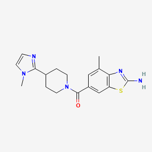 molecular formula C18H21N5OS B5539771 4-methyl-6-{[4-(1-methyl-1H-imidazol-2-yl)-1-piperidinyl]carbonyl}-1,3-benzothiazol-2-amine 