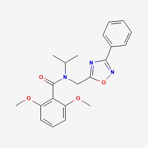 molecular formula C21H23N3O4 B5539797 N-isopropyl-2,6-dimethoxy-N-[(3-phenyl-1,2,4-oxadiazol-5-yl)methyl]benzamide 