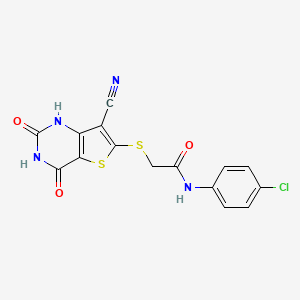 molecular formula C15H9ClN4O3S2 B5539821 N-(4-chlorophenyl)-2-[(7-cyano-4-hydroxy-2-oxo-1,2-dihydrothieno[3,2-d]pyrimidin-6-yl)thio]acetamide 