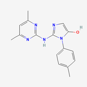 molecular formula C16H17N5O B5539854 2-[(4,6-dimethyl-2-pyrimidinyl)amino]-1-(4-methylphenyl)-1H-imidazol-5-ol 