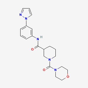molecular formula C20H25N5O3 B5539877 1-(吗啉-4-基羰基)-N-[3-(1H-吡唑-1-基)苯基]哌啶-3-甲酰胺 