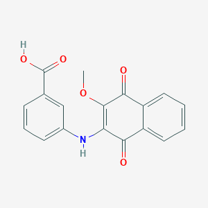 molecular formula C18H13NO5 B5539883 3-[(3-methoxy-1,4-dioxo-1,4-dihydronaphthalen-2-yl)amino]benzoic acid 