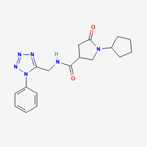 molecular formula C18H22N6O2 B5539902 1-cyclopentyl-5-oxo-N-[(1-phenyl-1H-tetrazol-5-yl)methyl]-3-pyrrolidinecarboxamide 