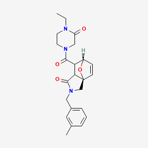 molecular formula C23H27N3O4 B5539909 (3aR*,6S*)-7-[(4-乙基-3-氧代哌嗪-1-基)羰基]-2-(3-甲基苄基)-2,3,7,7a-四氢-3a,6-环氧异吲哚-1(6H)-酮 