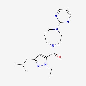 molecular formula C19H28N6O B5539927 1-[(1-乙基-3-异丁基-1H-吡唑-5-基)羰基]-4-(2-嘧啶基)-1,4-二氮杂环戊烷 