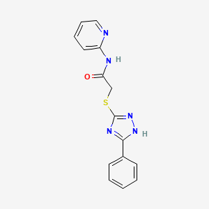 molecular formula C15H13N5OS B5539944 2-[(5-phenyl-4H-1,2,4-triazol-3-yl)thio]-N-2-pyridinylacetamide 