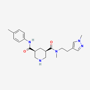 molecular formula C21H29N5O2 B5539958 (3R*,5S*)-N-methyl-N'-(4-methylphenyl)-N-[2-(1-methyl-1H-pyrazol-4-yl)ethyl]piperidine-3,5-dicarboxamide 
