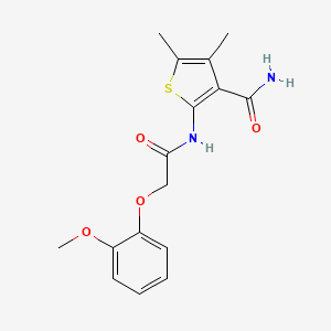 molecular formula C16H18N2O4S B5540005 2-{[(2-methoxyphenoxy)acetyl]amino}-4,5-dimethyl-3-thiophenecarboxamide 