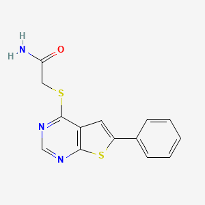 molecular formula C14H11N3OS2 B5540012 2-[(6-phenylthieno[2,3-d]pyrimidin-4-yl)thio]acetamide 