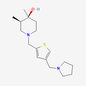 molecular formula C17H28N2OS B5540013 (3R*,4S*)-3,4-dimethyl-1-{[4-(pyrrolidin-1-ylmethyl)-2-thienyl]methyl}piperidin-4-ol 