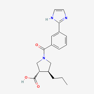 molecular formula C18H21N3O3 B5540027 (3S*,4S*)-1-[3-(1H-imidazol-2-yl)benzoyl]-4-propylpyrrolidine-3-carboxylic acid 