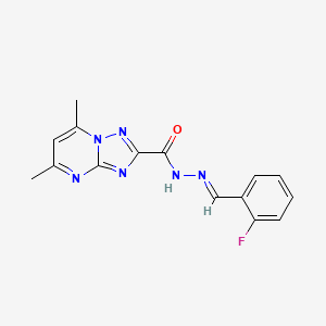 molecular formula C15H13FN6O B5540049 N'-(2-fluorobenzylidene)-5,7-dimethyl[1,2,4]triazolo[1,5-a]pyrimidine-2-carbohydrazide 