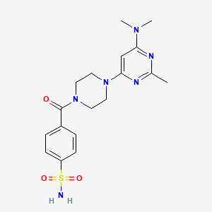 molecular formula C18H24N6O3S B5540058 4-({4-[6-(二甲氨基)-2-甲基-4-嘧啶基]-1-哌嗪基}羰基)苯磺酰胺 
