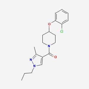 molecular formula C19H24ClN3O2 B5540062 4-(2-氯苯氧基)-1-[(3-甲基-1-丙基-1H-吡唑-4-基)羰基]哌啶 