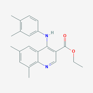 molecular formula C22H24N2O2 B5540105 ethyl 4-[(3,4-dimethylphenyl)amino]-6,8-dimethyl-3-quinolinecarboxylate 