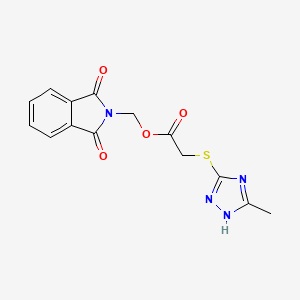 molecular formula C14H12N4O4S B5540136 （1,3-二氧代-1,3-二氢-2H-异吲哚-2-基）甲基[(5-甲基-4H-1,2,4-三唑-3-基)硫代]乙酸酯 