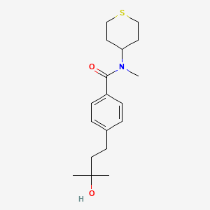 molecular formula C18H27NO2S B5540147 4-(3-hydroxy-3-methylbutyl)-N-methyl-N-(tetrahydro-2H-thiopyran-4-yl)benzamide 