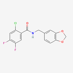 molecular formula C15H10ClF2NO3 B5540148 N-(1,3-苯并二氧杂环-5-基甲基)-2-氯-4,5-二氟苯甲酰胺 