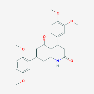 molecular formula C25H27NO6 B5540168 7-(2,5-dimethoxyphenyl)-4-(3,4-dimethoxyphenyl)-4,6,7,8-tetrahydro-2,5(1H,3H)-quinolinedione 