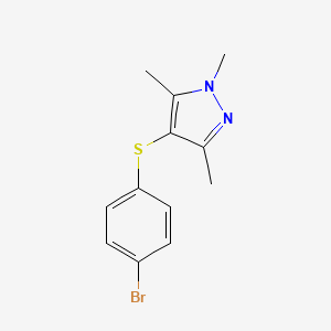 molecular formula C12H13BrN2S B5540174 4-[(4-bromophenyl)thio]-1,3,5-trimethyl-1H-pyrazole 