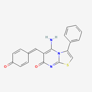 molecular formula C19H13N3O2S B5540204 6-(4-hydroxybenzylidene)-5-imino-3-phenyl-5,6-dihydro-7H-[1,3]thiazolo[3,2-a]pyrimidin-7-one 