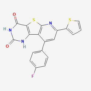 molecular formula C19H10FN3O2S2 B5540222 9-(4-fluorophenyl)-4-hydroxy-7-(2-thienyl)pyrido[3',2':4,5]thieno[3,2-d]pyrimidin-2(1H)-one 