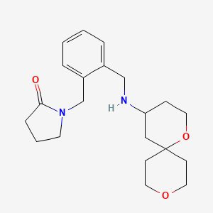 molecular formula C21H30N2O3 B5540267 1-{2-[(1,9-dioxaspiro[5.5]undec-4-ylamino)methyl]benzyl}pyrrolidin-2-one 